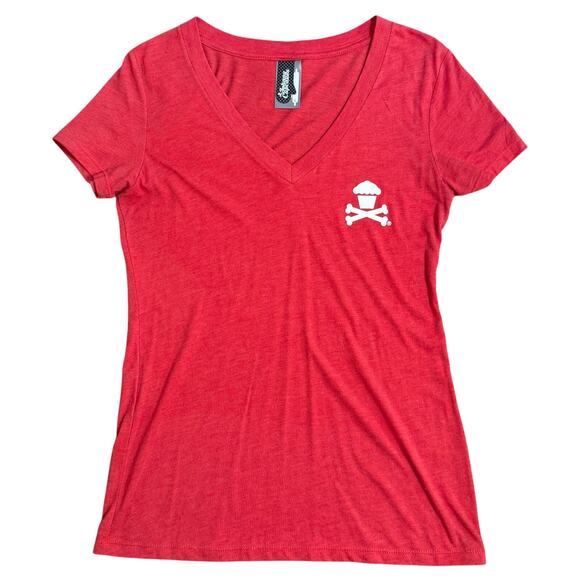 Johnny Cupcakes Crossbones Tee Short Sleeve 100% Cotton Boston Red Women’s Large - Picture 1 of 10